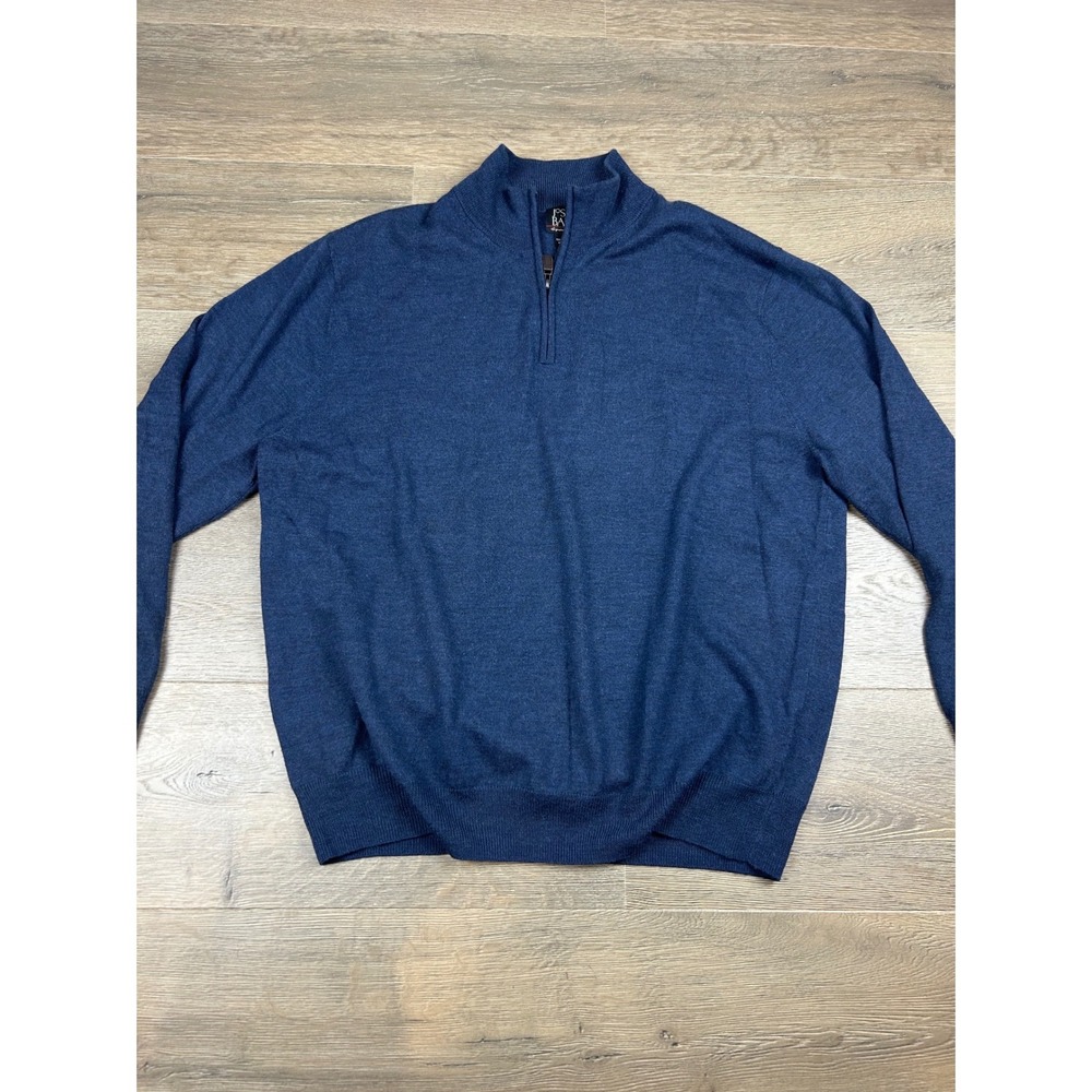 Jos. A. Bank Signature Collection Blue 100% Merino Wool Quarter Zip Sweater XL